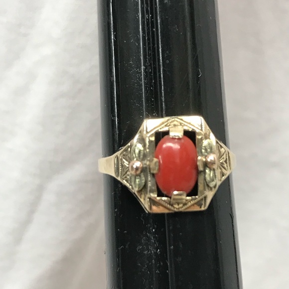 Antique Art Deco 10K Gold Setting Flowers Filigree Decoration Setting Ring 6.25 - Picture 10 of 14